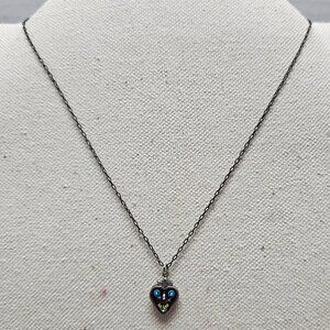 Firefly Signature Small Multicolor Swarovski Antiqued Mosaic Heart ❤️Necklace